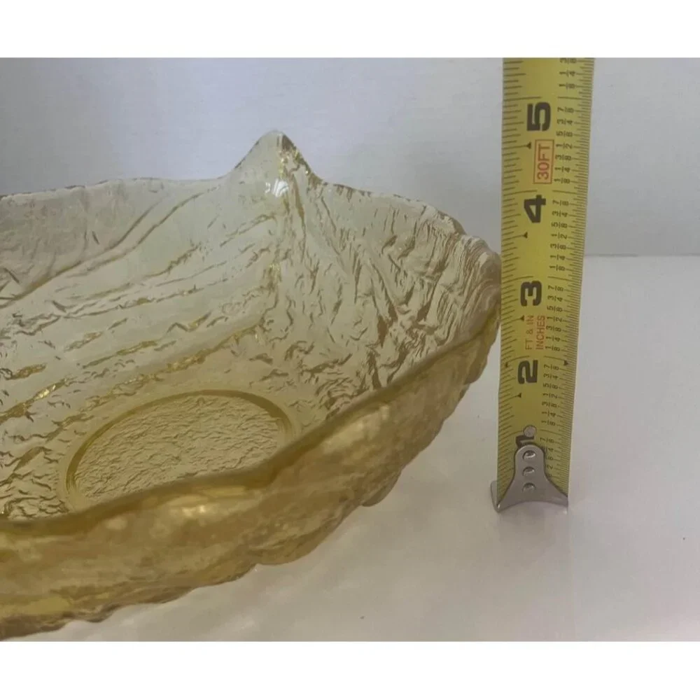 VTG- 1980s Tiara Glass-Aloha Serving Bowl Yellow Mist USA